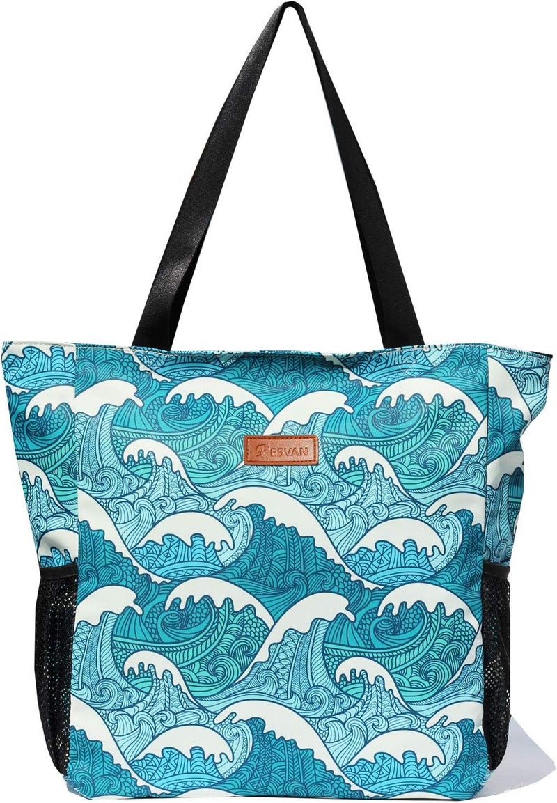 ESVAN Original Floral Water Resistant Large Tote Bag Shoulder Bag for Gym Beach Travel Daily Bags Upgraded - Image 3